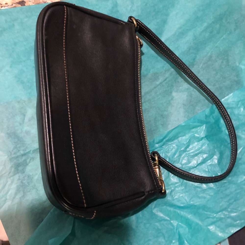 Small black leather coach hand bag